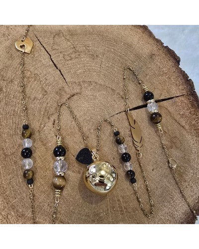 Bola grossesse Œil de Tigre, Cristal de Roche & Tourmaline | MyHope