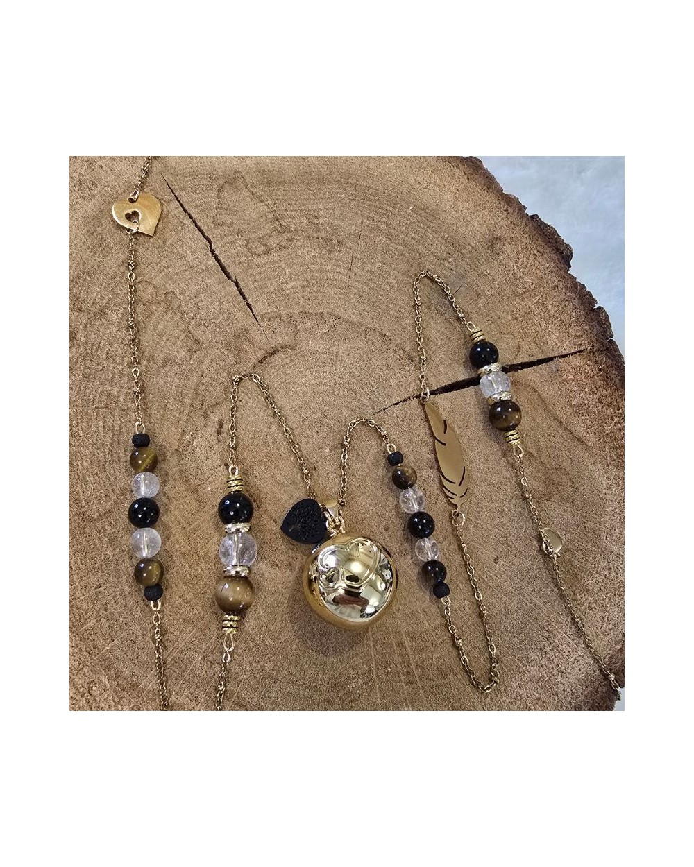 Bola grossesse Œil de Tigre, Cristal de Roche & Tourmaline | MyHope