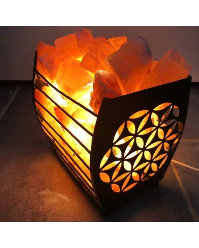 Lampe de Sel d'Himalaya Fleur de vie 3KG (Ampoules Fournies)